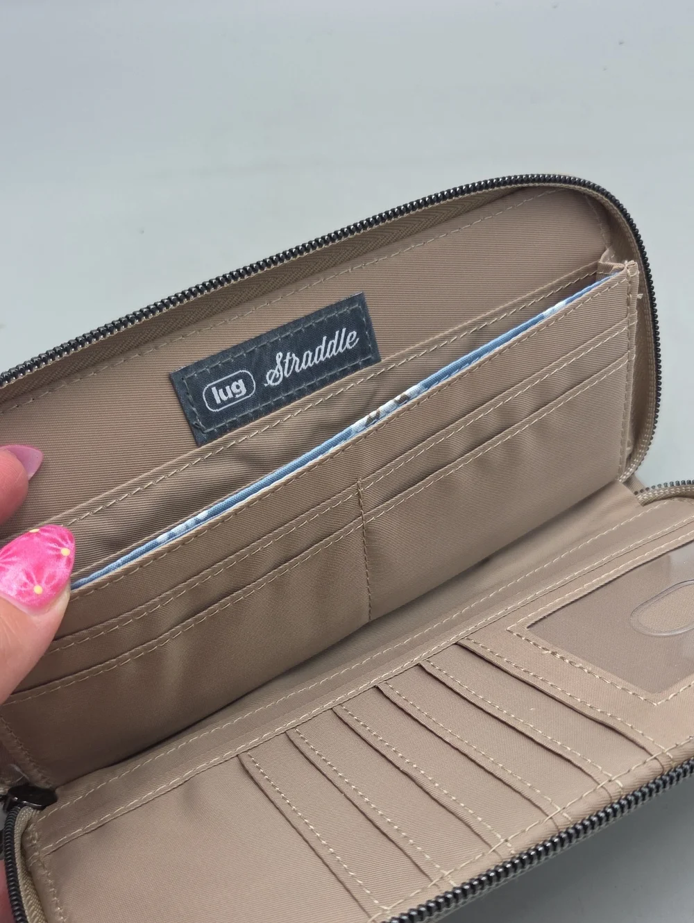 Lug Straddle Women's Zip Around Brushed Tan Mocha Wallet RFID Lightweight